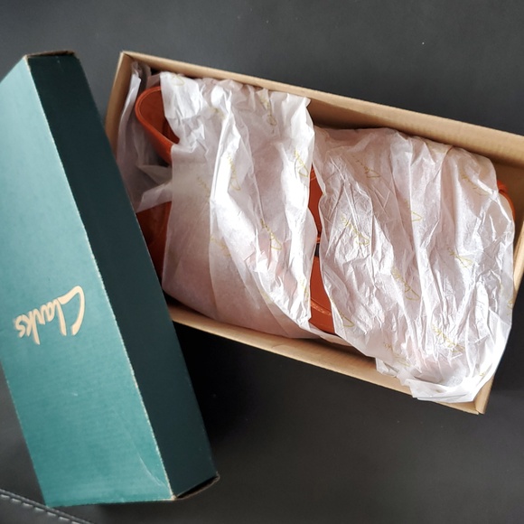 Clarks Orange Leather Heel Sandals Strappy Ankle Straps Halloween Witch Shoe? - Picture 15 of 15